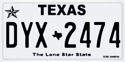 TX license plate DYX2474