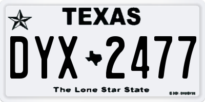 TX license plate DYX2477