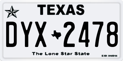 TX license plate DYX2478