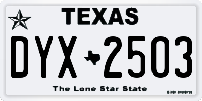 TX license plate DYX2503