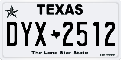 TX license plate DYX2512