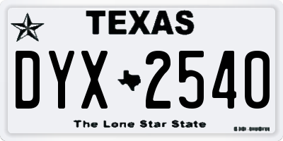 TX license plate DYX2540