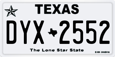 TX license plate DYX2552