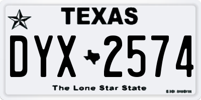 TX license plate DYX2574