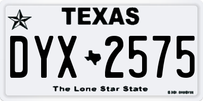 TX license plate DYX2575