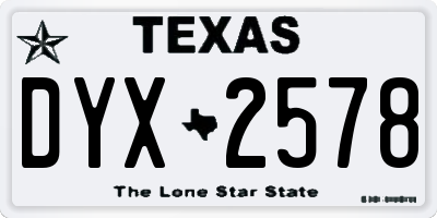 TX license plate DYX2578