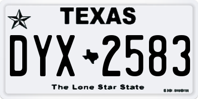 TX license plate DYX2583