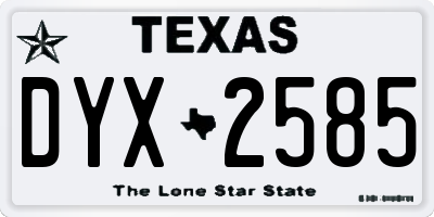 TX license plate DYX2585