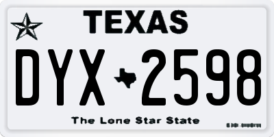 TX license plate DYX2598