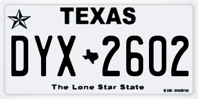 TX license plate DYX2602