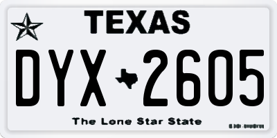 TX license plate DYX2605