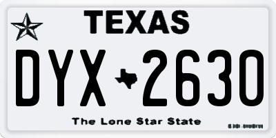 TX license plate DYX2630