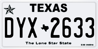 TX license plate DYX2633