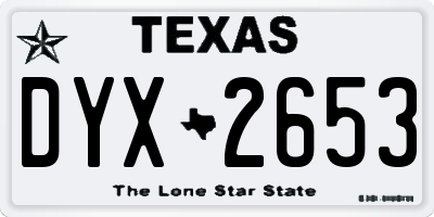 TX license plate DYX2653
