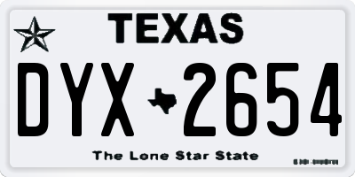 TX license plate DYX2654