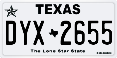 TX license plate DYX2655