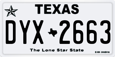 TX license plate DYX2663