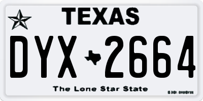 TX license plate DYX2664