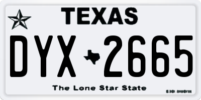 TX license plate DYX2665