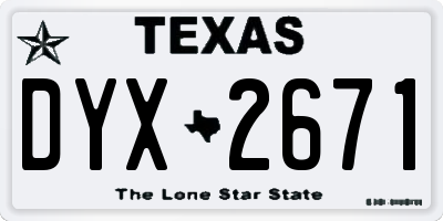 TX license plate DYX2671