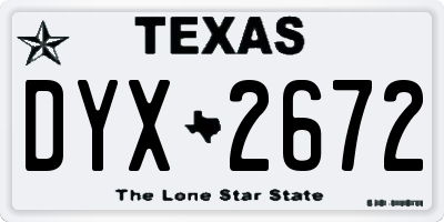TX license plate DYX2672