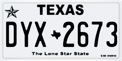 TX license plate DYX2673