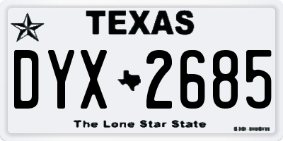 TX license plate DYX2685