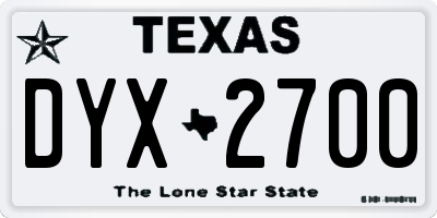 TX license plate DYX2700