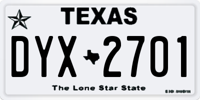 TX license plate DYX2701