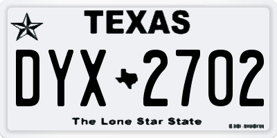 TX license plate DYX2702