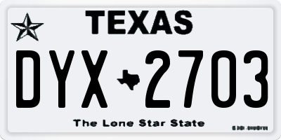 TX license plate DYX2703