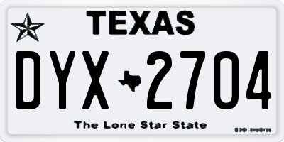 TX license plate DYX2704