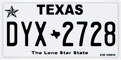 TX license plate DYX2728