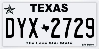 TX license plate DYX2729