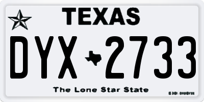 TX license plate DYX2733