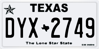 TX license plate DYX2749