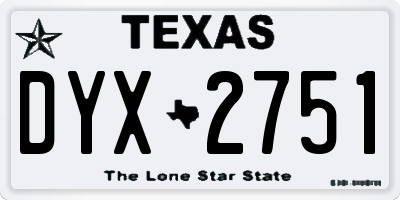 TX license plate DYX2751