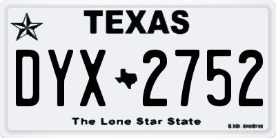TX license plate DYX2752