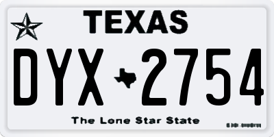 TX license plate DYX2754