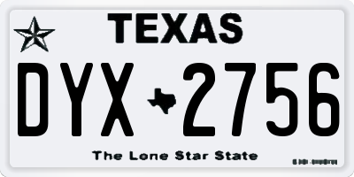 TX license plate DYX2756