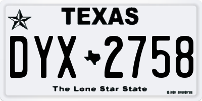 TX license plate DYX2758