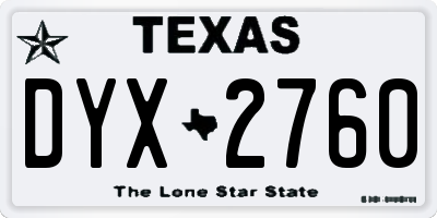 TX license plate DYX2760