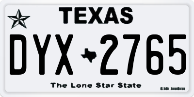 TX license plate DYX2765