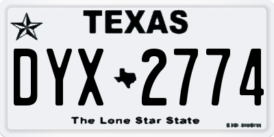 TX license plate DYX2774