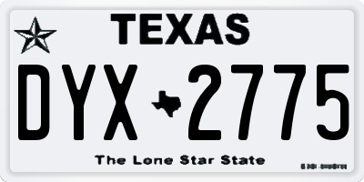 TX license plate DYX2775