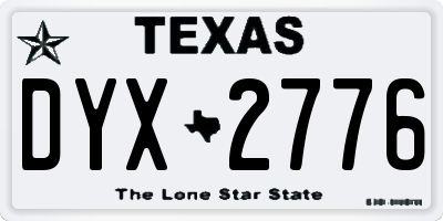 TX license plate DYX2776