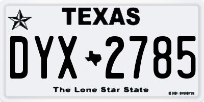 TX license plate DYX2785