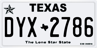 TX license plate DYX2786