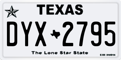 TX license plate DYX2795