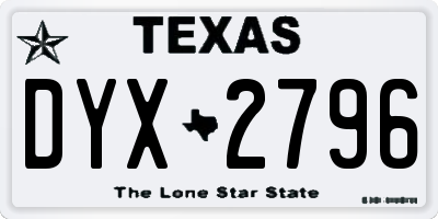 TX license plate DYX2796